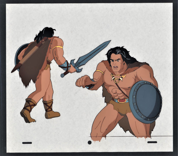 Two Conan Cels in Fight Poses