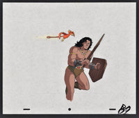 Conan Running with Wooden Sword and Shield